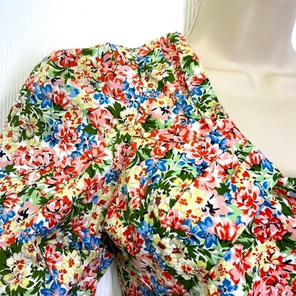 Zara - Bright Colorful Floral One Shoulder Puffed Sleeve Blouse Size XS - Picture 5 of 9